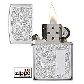 Bật lửa Zippo 352 Hoa Văn Trắng High Polish Chrome Venetian Design - Chính hãng 100%