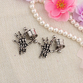 2 Pieces Stainless Steel Skeleton Hand Ear Plugs Tunnel Expander Gauges