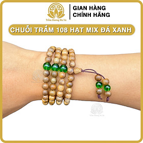 Vòng tay chuỗi tràng 108 hạt phong thủy trầm hương HÀ XÁ mix đá màu theo mệnh kim mộc thủy hỏa thổ đeo tay cặp đôi nam nữ may mắn bình an tài lộc