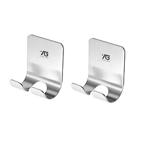 Adhesive Stick Wall Holder Hanger Power Plug Cable Key Hat Hook Stainless 2x