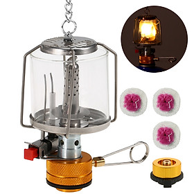 Đèn lồng khí gas cắm trại di động ngoài trời, kèm 3 bông đốt-Size Gas Lantern & 3 Mantles & Adapter cho bình gas dài