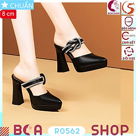 Dép sục nữ cao gót bít mũi 8 phân RO562 ROSATA tại BCASHOP cách điệu độc đáo với phần quai có nút thắt có viền đá lấp lánh