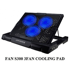 Mua Đế Tản Nhiệt Laptop S300 Cao Cấp 3 Quạt Lớn Có Đèn Led 2 Cổng USB