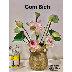 Mua Bình Hoa Lọ Hoa Men Mộc Dáng Giỏ Cua Đắp Tai Gốm Sứ Bát Tràng - Gốm Bích