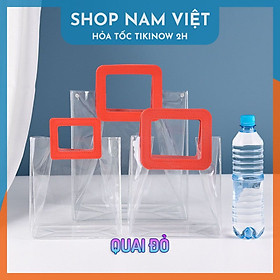 Túi Nhựa Trong Suốt Quai Da Đựng Quà Sang Trọng