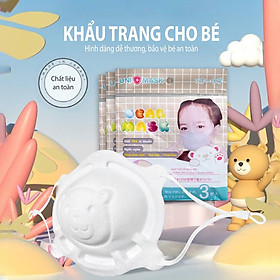 [SET 3 CHIẾC] Khẩu Trang 3D Hình Gấu Cho Bé Sơ Sinh 0-3 Tuổi, An Toàn, Thoáng Mát, Dễ Thương Đáng Yêu