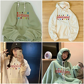 Áo Hoodie KEEPNAIVE Màu Xanh VÀ Kem - Khoác Nam  Nữ Có Nón Mũ Form Rộng Unisex Hàn Quốc Chống Nắng VÀ Lạnh