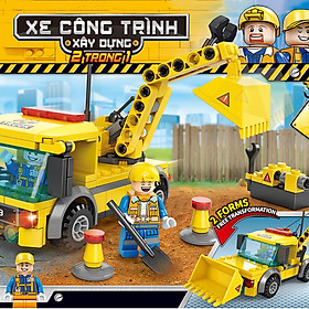 Đồ chơi lắp ráp Xe công trình xây dựng 2 trong 1 – Construction Workers - Toys&Joys