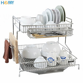 Kệ chén đa năng 2 tầng có khay hứng nước inox 304 Hobby home decor KC9