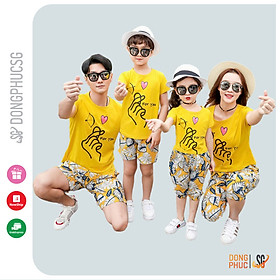 Áo gia đình bắn tim gd296vd màu vàng cúc thun dày dặn mềm mịn dongphucsg