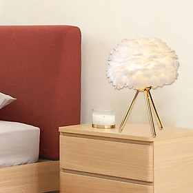 Feather Shade Table Lamp Modern Bedroom Bedside Desk Night Light Decor