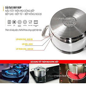 Hình ảnh Bộ 3 nồi inox 3 đáy cao cấp Five Star