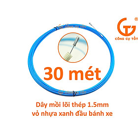 Mua Dây mồi luồn ống lõi thép 1.2 ly vỏ xanh đầu bánh xe dài 30m