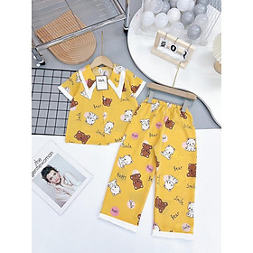 Đồ bộ bé gái, bộ pijama áo ngắn tay quần dài cho bé gái size 18