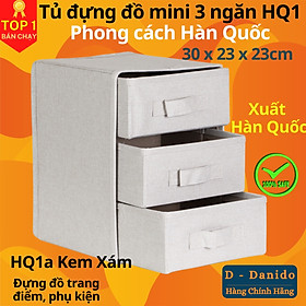 Tủ đựng đồ mini 3 ngăn HQ1 phong cách Hàn trang nhã – Hộp vải đựng đồ đa năng 3 tầng Hàn Quốc chính hãng