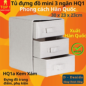 Mua Tủ đựng đồ mini 3 ngăn HQ1 phong cách Hàn trang nhã – Hộp vải đựng đồ đa năng 3 tầng Hàn Quốc chính hãng