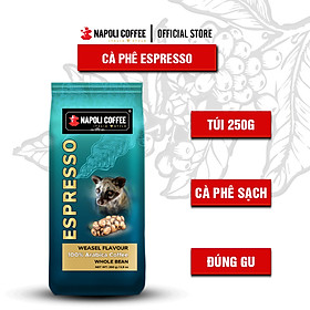 Cà phê Arabica Gu Cafe Chồn Napoli Coffee 250gr/túi - Cà phê SẠCH Dùng Pha Espresso, Capuchino Đậm Đà Chuẩn Gu Kiểu Ý
