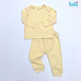 Bộ quần áo sơ sinh cho bé vải bamboo + cotton mềm mịn cao cấp - đồ sơ sinh cho bé (6kg - 12kg) - bộ dài tay cho bé - thiết kế vai chồm Haki BB013