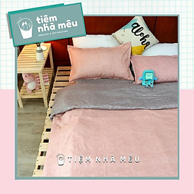 ( ẢNH THẬT )Bộ Chăn Ga Gối Cotton 3Dm6/m8/2m-Tiệm Nhà MêuSet 4 Món 2 Vỏ gối ,drap , vỏ chăn Cotton 80% Poly Xước Hồng