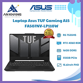 Laptop Asus TUF Gaming A15 FA507NV-LP110W (Ryzen 5 7535HS/ 16GB/ 512GB SSD/ Nvidia GeForce RTX 4060 8GB GDDR6/ 15.6inch Full HD/ Windows 11 Home/ Grey) - Hàng Chính Hãng - Bảo Hành 24 Tháng