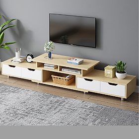 Mua Kệ tivi phòng khách nhiều ngăn hiện đại - Tủ tivi gỗ thông minh co giãn 1m16 đến 1m96 màu vàng  nâu