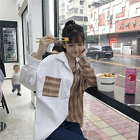 Áo sơ mi dài tay phoối họa tiết ca rô thời trang dành cho nữ