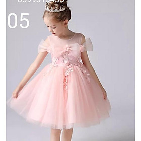 váy công chúa bé gái 8-47kg ,váy trẻ em màu hồng cổ voan mã 005