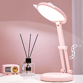 Đèn LED, đèn văn phòng trẻ em, đèn giường màu hồng của mèo, đèn bàn sáng có thể điều chỉnh, ánh sáng mờ để đọc