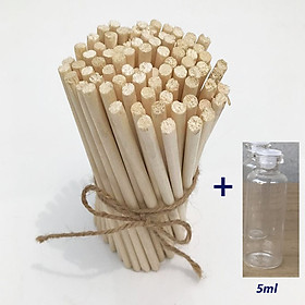 100 Que gỗ tròn làm mô hình [ TẶNG LỌ THỦY TINH 5ML XINH XĂN] ,que tròn 6mm  dài 13,5 cm được bo tròn , trơn nhẵn thích hợp làm quà tặng handmade độc đáo, thủ công
