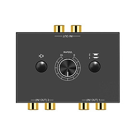 L / R Stereo Audio Bi-Directional Switcher, w/ One-Key Mute Button Portable No External Power Required Audio Splitter for Computer Office