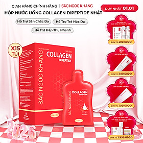 (New) Nước uống Collagen dipeptide 15 túi Sắc Ngọc Khang tinh khiết nhập khẩu từ Nhật Bản, đạt chuẩn hàm lượng hấp thụ nhanh & vượt trội giúp trẻ hóa làn da - săn chắc và sáng mịn
