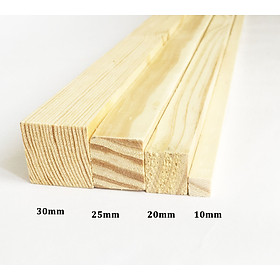 Combo 2 Thanh gỗ vuông đường kính 3cm x dài 50-100cm bằng gỗ thông, làm thanh treo, handmade, decor