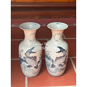 Mua Đôi lọ lộc bình gốm sứ Bát Tràng cao cấp men rạn vẽ cá chép trông trăng  Cao 50cm