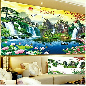 Mua Tranh đính đá Lưu Thủy Sinh Tài (120*65cm) chưa đính đá