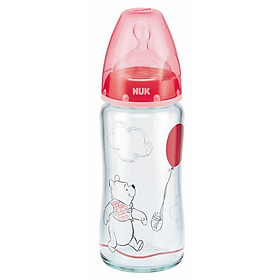 Bình Sữa Thủy Tinh 240ml Disney Núm Ti Silicone S1 Nuk NU34426 (Size M) - Màu Ngẫu Nhiên