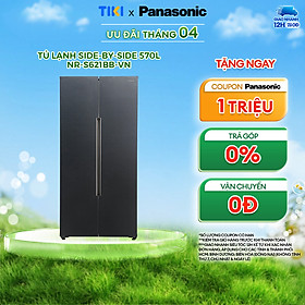 Tủ lạnh Panasonic Kháng Khuẩn Side-by-Side 570L NR-S621BB-VN - Miễn phí vận chuyển - Bảo hành 2 năm - Hàng chính hãng