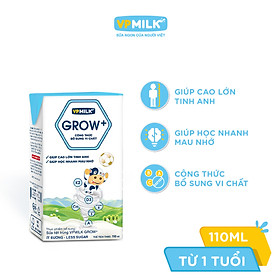 Sữa Tiệt Trùng Ít Đường VPMilk Grow+ Hộp 110ml (Thùng 48 Hộp)