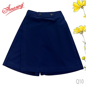 Váy quần đắp Amazing cho bé gái đi học, chân váy rời học sinh màu xanh với quần bên trong, đồng phục đi học