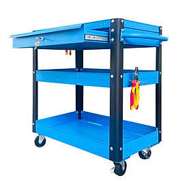 Mua Xe đẩy 3 tầng 1 hộc kéo màu xanh dương khung đen