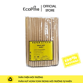 Mua Bịch 100 ống hút giấy phi 8mm nâu kraft ECOPINE