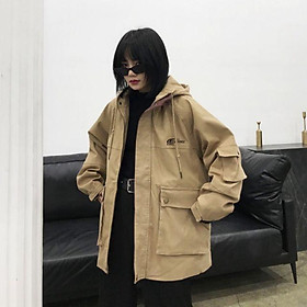 Áo khoác kaki xuất khẩu form rộng logo thêu QH014