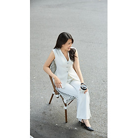 Set áo khoác kiểu dáng gile Sera & quần vải ống xuông Phina thiết kế cao cấp WHITE CHIC