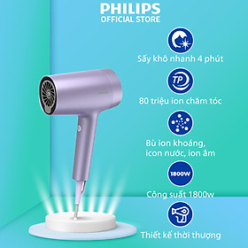 Máy sấy tóc Philips BHD720/10 -Sấy tóc nhanh khô _ Ion nước, ion khoáng, ion gấp 8 lần_ Hàng chính hãng