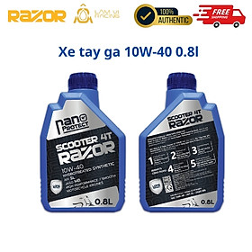 Dầu nhớt xe tay ga Razor Nano Protect Scooter 4T 10W-40 800ml - Hàng Chính Hãng