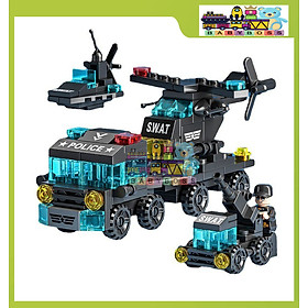 Đồ Chơi Lắp Ráp Cảnh Sát SWAT 123 Mảnh – Xe Đặc Nhiệm, Trực Thăng, Tàu Tuần Tra Cho Bé Trai
