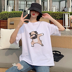 Áo thun nam nữ chó Pug tay lỡ unisex Cotton rẻ đẹp phong cách hàn quốc Form rộng siêu đẹp – ST169 - babitrendy