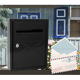 Hộp thư kim loại Treny cao cấp – hộp đựng thư hàng ngày – hộp thư trang trí trước nhà – màu đen - có chìa khóa - chính hãng