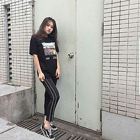 Quần dài nữ thể thao 2 sọc - chất thun da cá cao cấp - mã 0421
