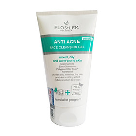 Sữa rửa mặt làm sạch da, diệt khuẩn cho da nhờn mụn Floslek Anti Acne Bacterial Face Cleansing Gel 125ml + Tặng 1 mặt nạ Dermal bất kỳ