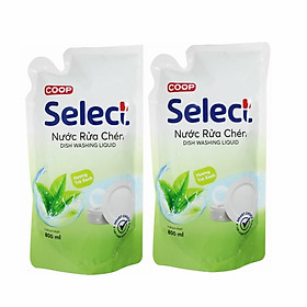 Combo 2 sản phẩm Nước Rửa Chén Co.op Select trà xanh túi 800ml-3372213 x2